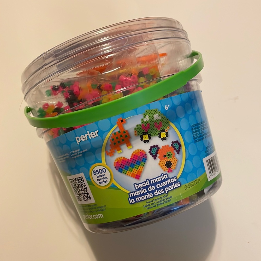 New bucket of pearler beads and boards
